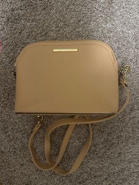 Steve Madden Camel/Tan Structured Crossbody with Gold Hardware